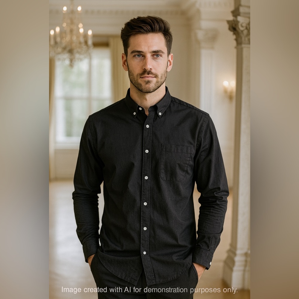 Oxford Men's Charcoal Button-Down Shirt